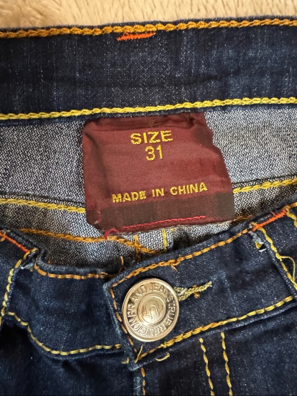 True Religion Joey Super T Indigo Dark Wash Flared Leg Jeans sz 31 - Picture 9 of 12